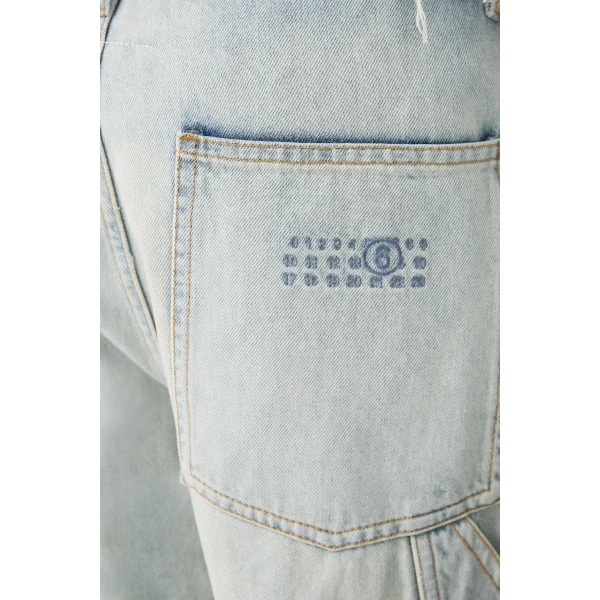 MM6 Maison Margiela Wide-Leg Denim Jeans in Light Blue, view 5 | Denim | Luxury Shoes 