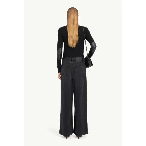 MM6 Maison Margiela Wide-Leg Jeans in Black, view 4 | Denim | Luxury Shoes 