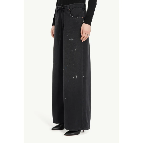 MM6 Maison Margiela Wide-Leg Jeans in Black, view 5 | Denim | Luxury Shoes 