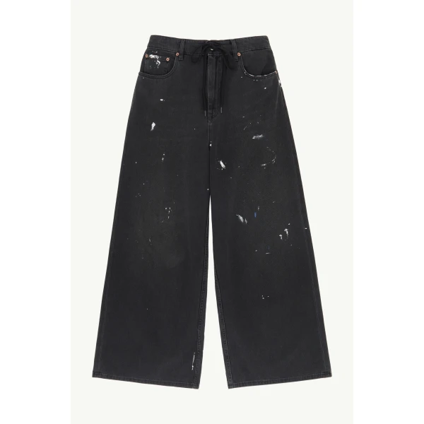 MM6 Maison Margiela Wide-Leg Jeans in Black, view 6 | Denim | Luxury Shoes 