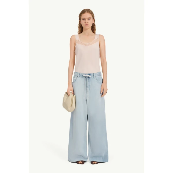 MM6 Maison Margiela Wide-Leg Jeans in Light Blue, view 2 | Denim | Luxury Shoes 