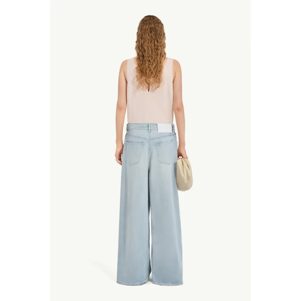MM6 Maison Margiela Wide-Leg Jeans in Light Blue, view 4 | Denim | Luxury Shoes 