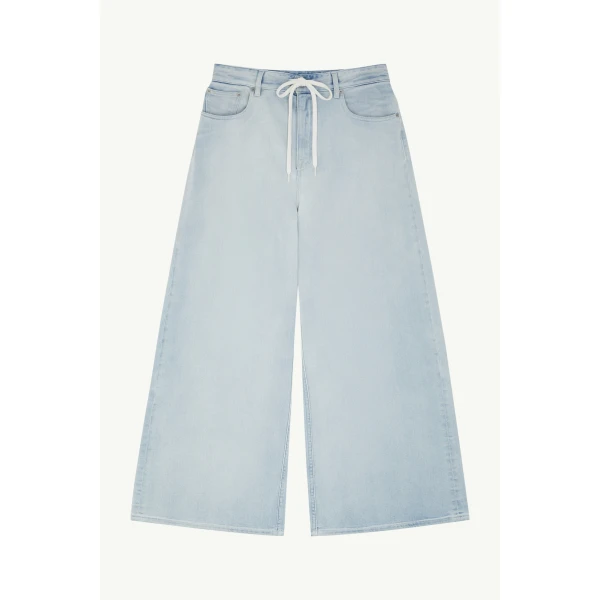 MM6 Maison Margiela Wide-Leg Jeans in Light Blue, view 6 | Denim | Luxury Shoes 