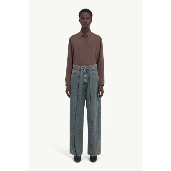 MM6 Maison Margiela Wide-Leg Jeans in Light Grey, view 2 | Denim | Luxury Shoes 