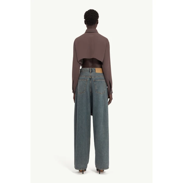 MM6 Maison Margiela Wide-Leg Jeans in Light Grey, view 4 | Denim | Luxury Shoes 