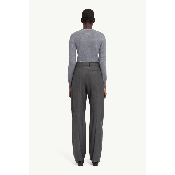 MM6 Maison Margiela Wide-Leg Tailored Trousers in Grey, view 4 | Wide leg pants | Luxury Shoes 
