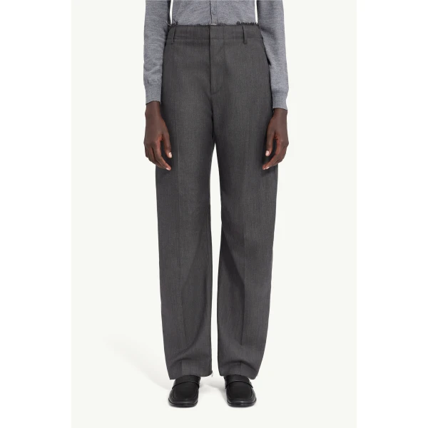 MM6 Maison Margiela Wide-Leg Tailored Trousers in Grey, view 5 | Wide leg pants | Luxury Shoes 