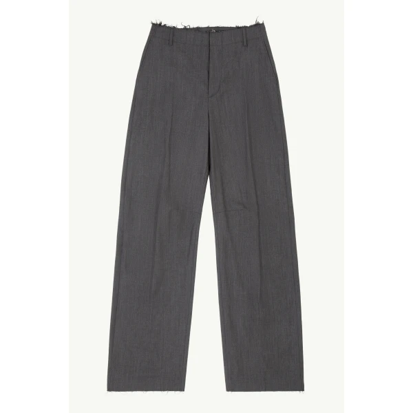 MM6 Maison Margiela Wide-Leg Tailored Trousers in Grey, view 6 | Wide leg pants | Luxury Shoes 