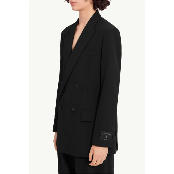 MM6 Maison Margiela Wool Blend Suit Jacket in Black, view 5 | Blazers | Luxury Shoes 