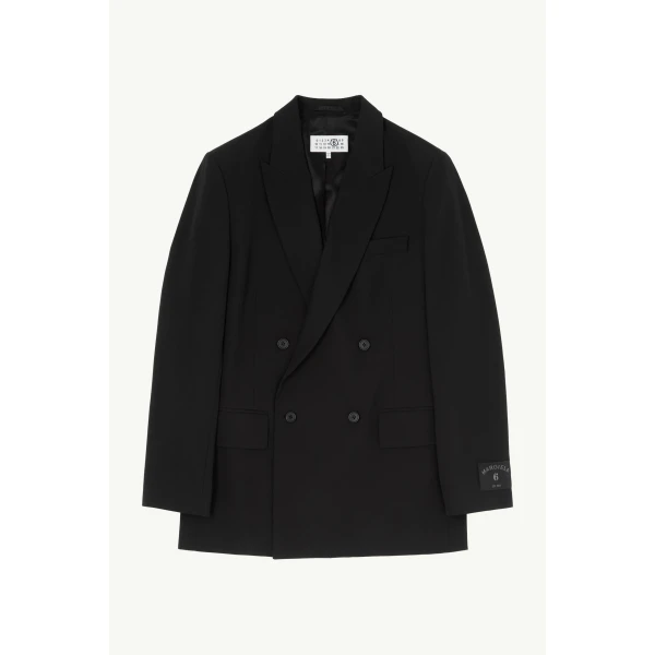 MM6 Maison Margiela Wool Blend Suit Jacket in Black, view 6 | Blazers | Luxury Shoes 