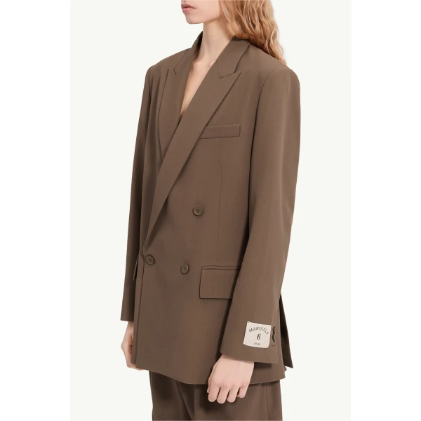 MM6 Maison Margiela Wool Blend Suit Jacket in Grey, view 5 | Blazers | Luxury Shoes 