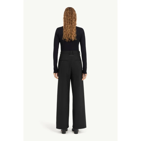 MM6 Maison Margiela Wool-Blend Trousers in Black, view 4 | Tailored pants | Luxury Shoes 