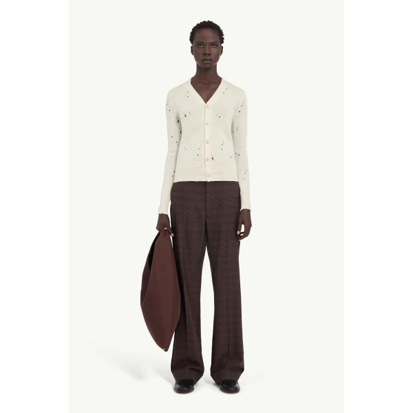 MM6 Maison Margiela Wool Cardigan in White, view 2 | Cardigan | Luxury Shoes 