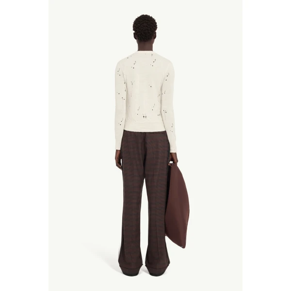 MM6 Maison Margiela Wool Cardigan in White, view 4 | Cardigan | Luxury Shoes 