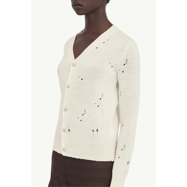 MM6 Maison Margiela Wool Cardigan in White, view 5 | Cardigan | Luxury Shoes 