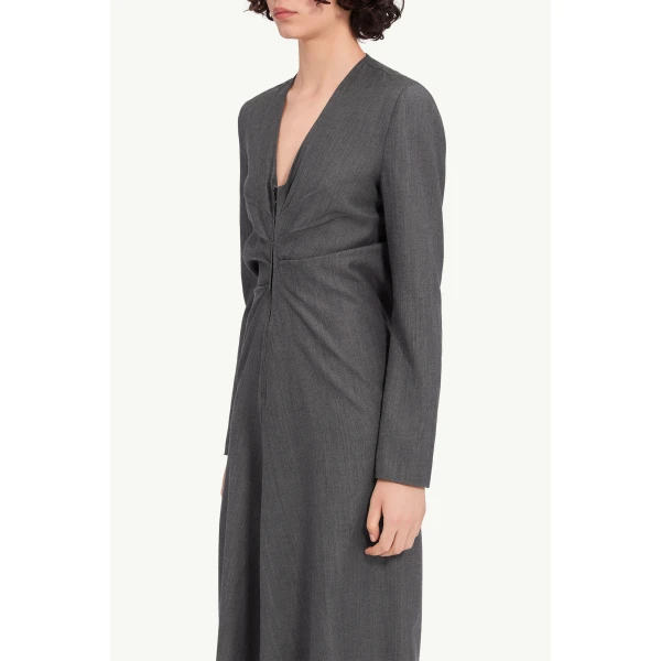 MM6 Maison Margiela Wool Cotton Tailoring Dress in Grey, view 5 | Midi Dresses | Luxury Shoes 