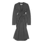 MM6 Maison Margiela Wool Cotton Tailoring Dress in Grey | Midi Dresses | Luxury Shoes 