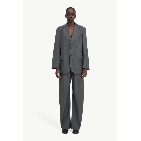 MM6 Maison Margiela Wool Cotton Tailoring Suit Jacket in Grey, view 2 | Blazers | Luxury Shoes 