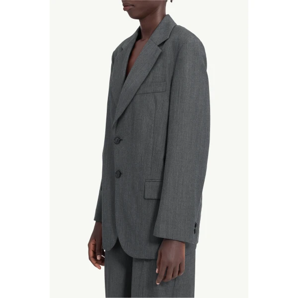 MM6 Maison Margiela Wool Cotton Tailoring Suit Jacket in Grey, view 5 | Blazers | Luxury Shoes 