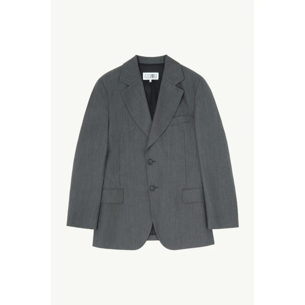 MM6 Maison Margiela Wool Cotton Tailoring Suit Jacket in Grey, view 6 | Blazers | Luxury Shoes 
