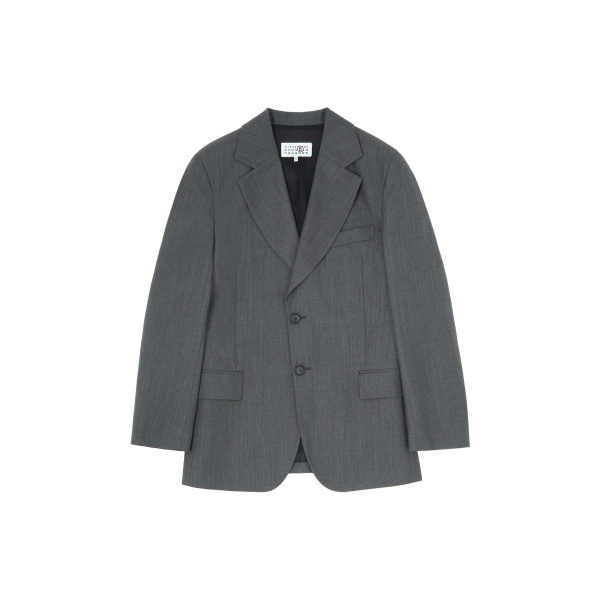 MM6 Maison Margiela Wool Cotton Tailoring Suit Jacket in Grey | Blazers | Luxury Shoes 