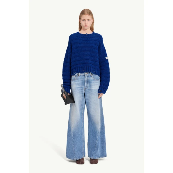 MM6 Maison Margiela Wool Jumper in Blue, view 2 | Sweaters | Luxury Shoes 