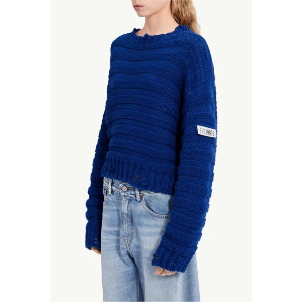 MM6 Maison Margiela Wool Jumper in Blue, view 5 | Sweaters | Luxury Shoes 