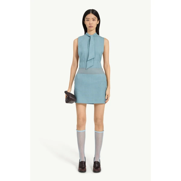 MM6 Maison Margiela Wool Mini Skirt in Blue, view 2 | Mini Skirts | Luxury Shoes 