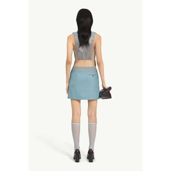MM6 Maison Margiela Wool Mini Skirt in Blue, view 4 | Mini Skirts | Luxury Shoes 