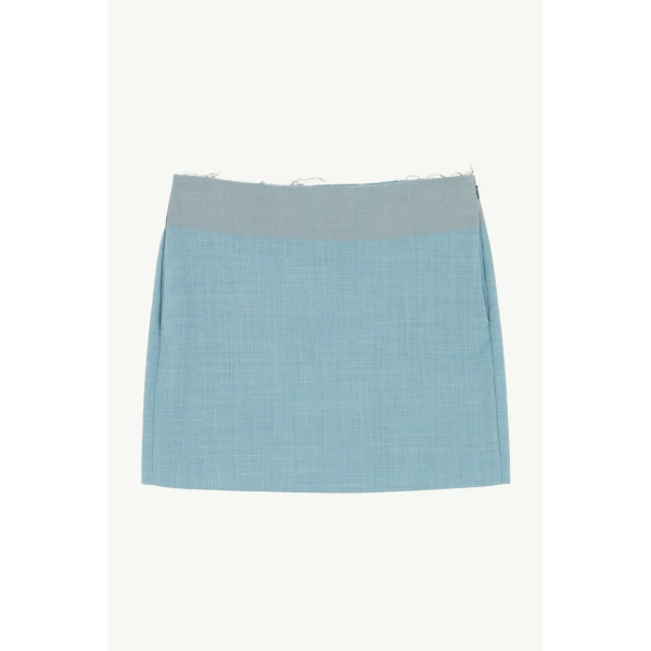 MM6 Maison Margiela Wool Mini Skirt in Blue, view 6 | Mini Skirts | Luxury Shoes 