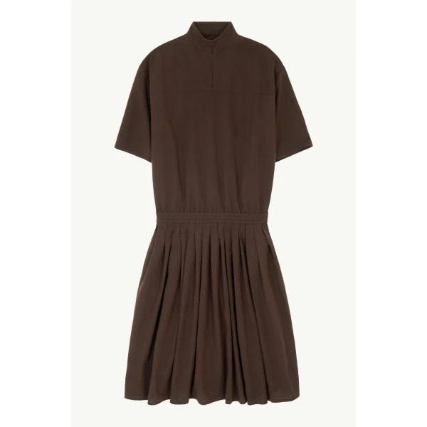 MM6 Maison Margiela Wool Shirting Shirt Dress in Brown, view 6 | Shirtdress | Luxury Shoes 