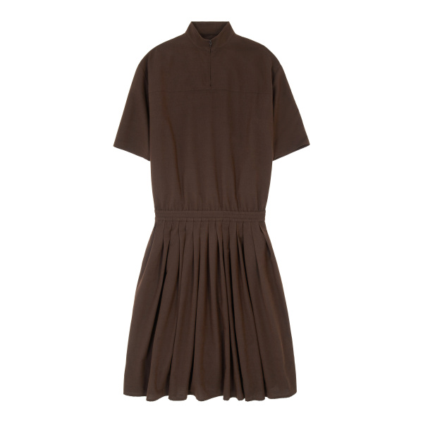 MM6 Maison Margiela Wool Shirting Shirt Dress in Brown | Shirtdress | Luxury Shoes 