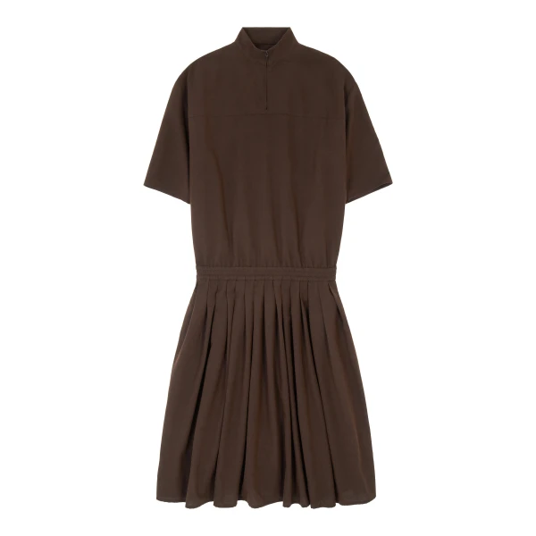 MM6 Maison Margiela Wool Shirting Shirt Dress in Brown | Shirtdress | Luxury Shoes 