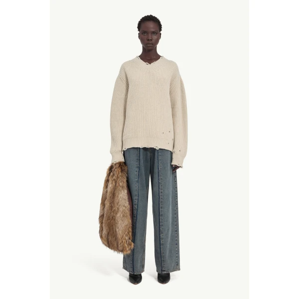 MM6 Maison Margiela Wool Sweater in Nude, view 2 | Sweaters | Luxury Shoes 