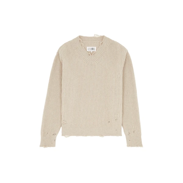 MM6 Maison Margiela Wool Sweater in Nude | Sweaters | Luxury Shoes 