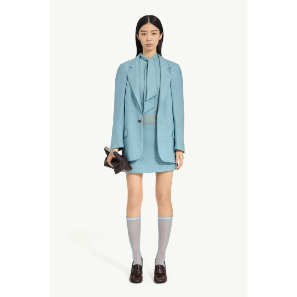 MM6 Maison Margiela Wool Tailored Jacket in Blue, view 2 | Blazers | Luxury Shoes 