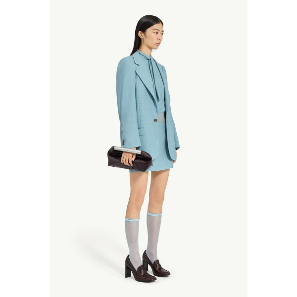 MM6 Maison Margiela Wool Tailored Jacket in Blue, view 3 | Blazers | Luxury Shoes 