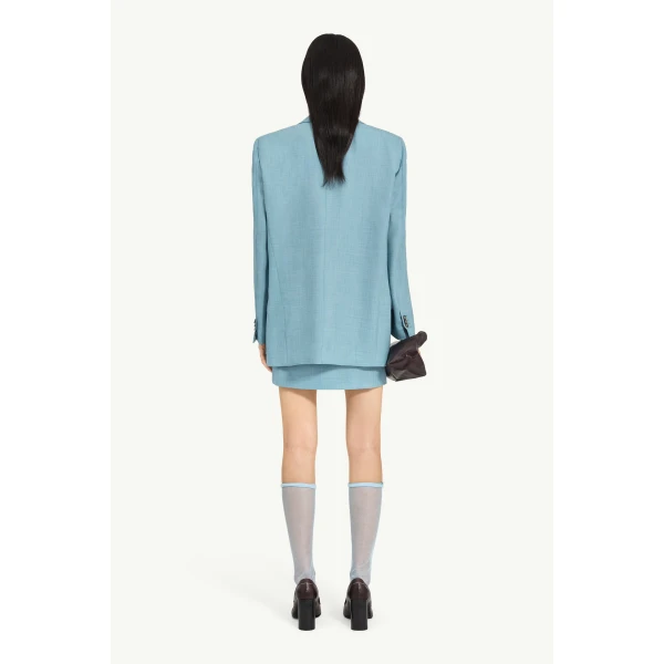 MM6 Maison Margiela Wool Tailored Jacket in Blue, view 4 | Blazers | Luxury Shoes 