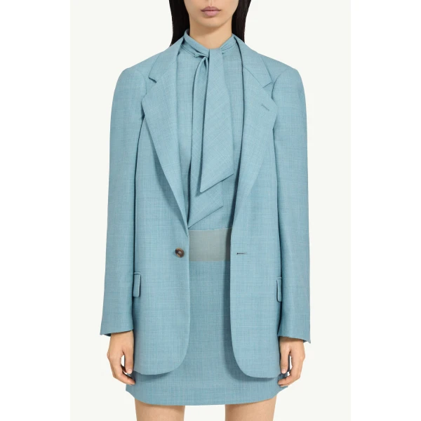 MM6 Maison Margiela Wool Tailored Jacket in Blue, view 5 | Blazers | Luxury Shoes 