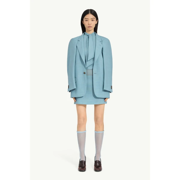 MM6 Maison Margiela Wool Tailored Jacket in Blue, view 6 | Blazers | Luxury Shoes 