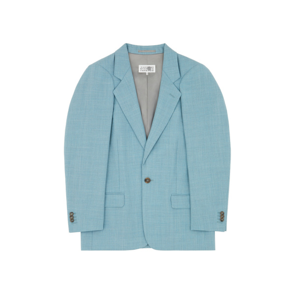 MM6 Maison Margiela Wool Tailored Jacket in Blue | Blazers | Luxury Shoes 