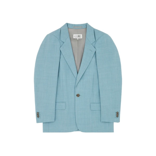 MM6 Maison Margiela Wool Tailored Jacket in Blue | Blazers | Luxury Shoes 