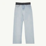 MM6 Maison Margiela Wool-Waistband Straight-Leg Jeans in Light Blue | Denim | Luxury Shoes 