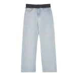 MM6 Maison Margiela Wool-Waistband Straight-Leg Jeans in Light Blue | Denim | Luxury Shoes 