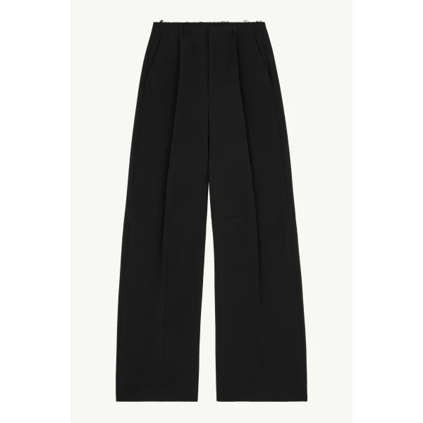 MM6 Maison Margiela Wool Wide-Leg Trousers in Black, view 6 | Wide leg pants | Luxury Shoes 