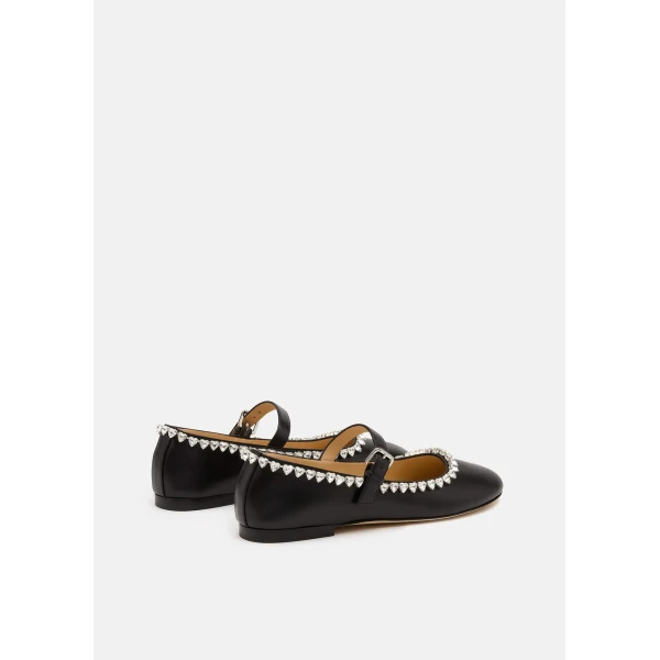 Black Mach & Mach Audrey Leather Flats in Black, view 4 | Flats