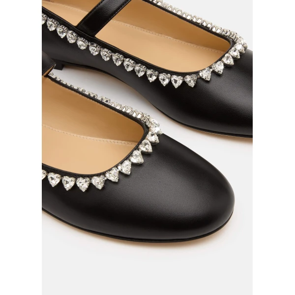 Black Mach & Mach Audrey Leather Flats in Black, view 5 | Flats