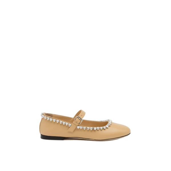 Audrey Leather Flats in Nude