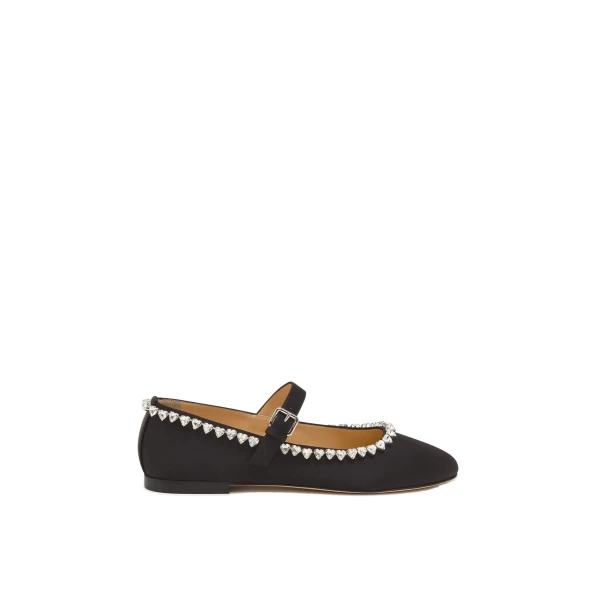 Black Mach & Mach Audrey Satin Flats in Black | Shoes