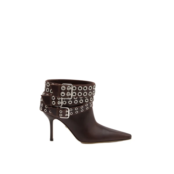 Beige Mach & Mach Buckle Belt Vintage Leather Ankle Boots in Brown | Shoes